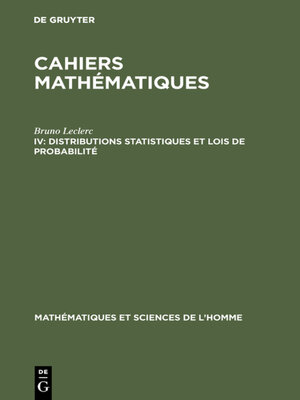 cover image of Distributions statistiques et lois de probabilité